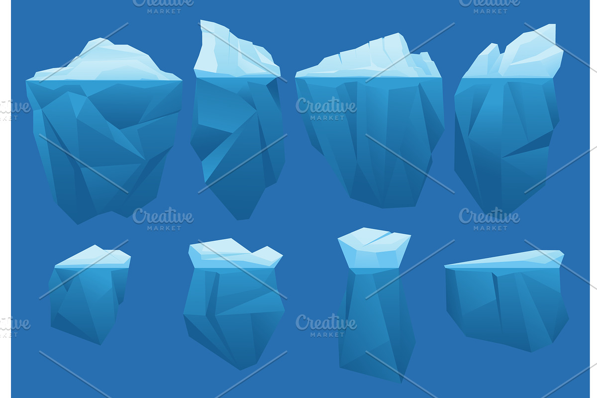 Cartoon icebergs. Floating ice, an Illustration by Vectorbuum