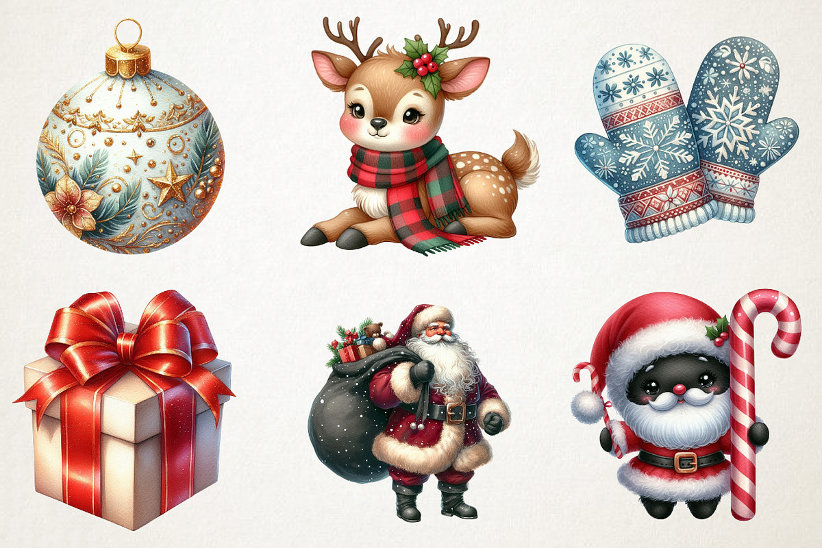 Cute Santa & Holiday Elements Clipar, an Illustration by RobertsArt (Photo 7 of 7)