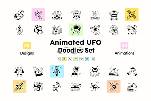 UFO Doodle Icons, a Solid Icon by Prosymbols