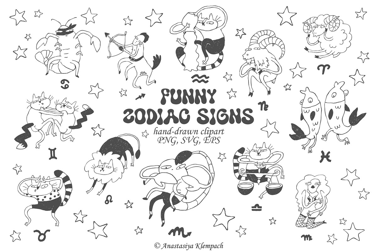 Funny Zodiac Characters, an Illustration by Anastasiya Klempach (Photo 1 of 5)