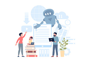 Study with ai. Child adults studying, an Education Illustration by LadadikArt