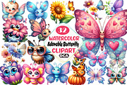 Adorable Butterfly Watercolor Clipar, an Illustration by DreamCafeArt (Thumbnail 1 of 5)