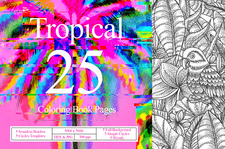 Tropical coloring book pages