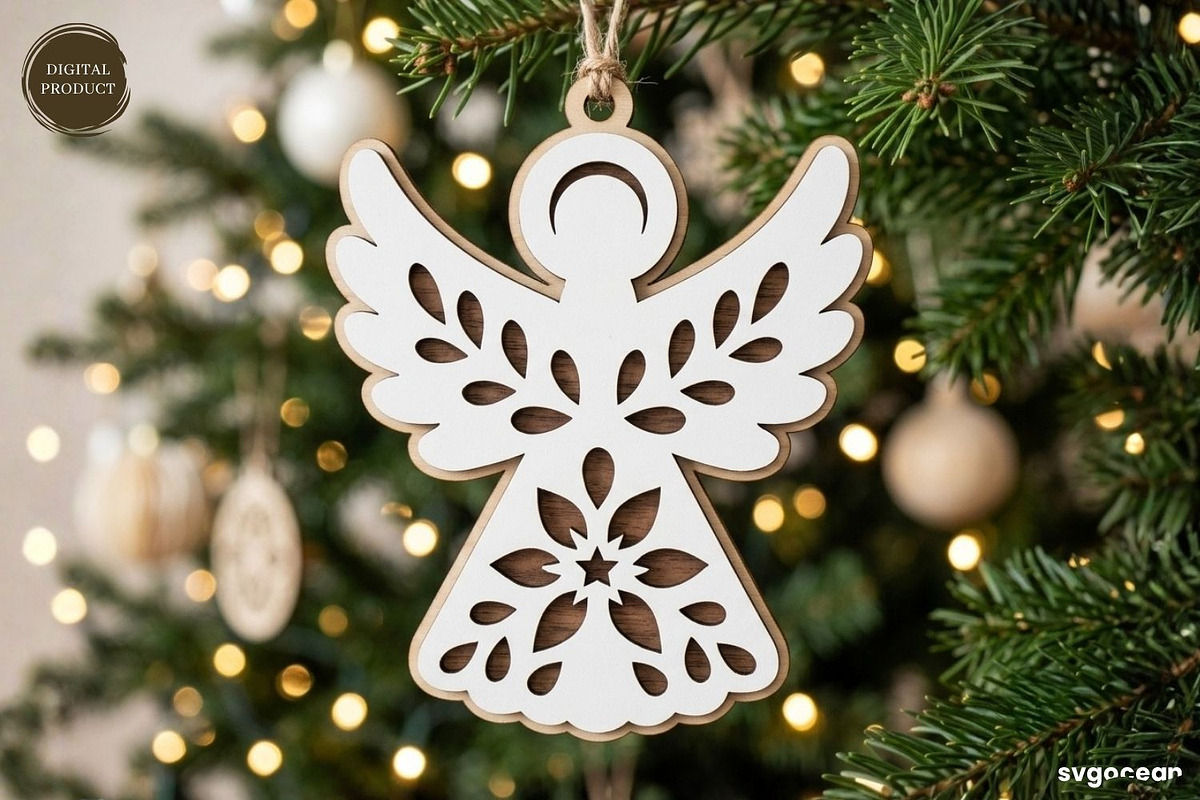 Nativity Angel Ornament SVG Bundle, a Decorative Illustration by svgocean (Photo 4 of 7)