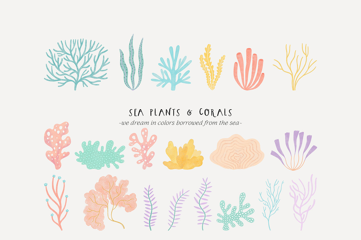 Little Mermaids. Clipart & Patterns, a Decorative Illustration by annartdreams (Photo 5 of 11)