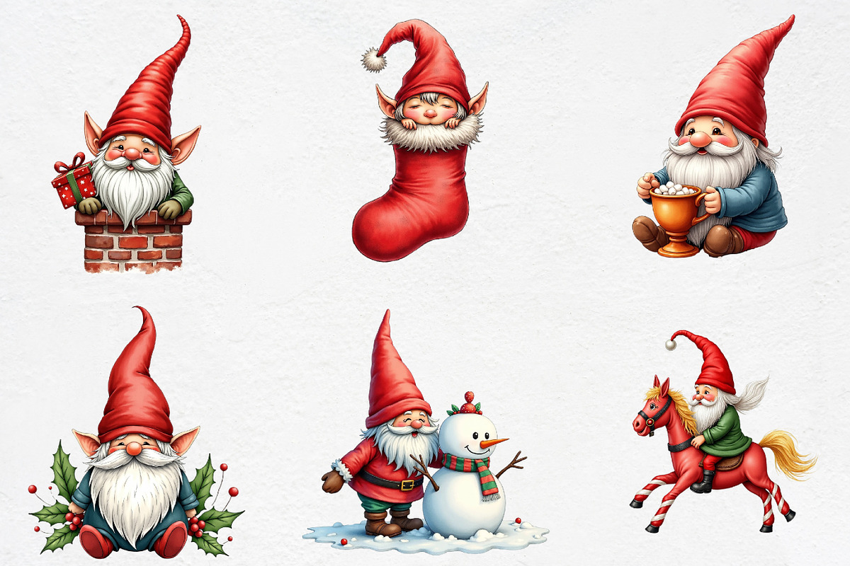 Watercolor Christmas Gnome Sublimati, an Illustration by CrexoraLab (Photo 3 of 5)