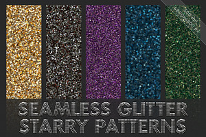 Starry glitter patterns. Seamless
