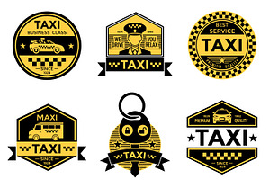 Taxi Service Black Yellow Emblems