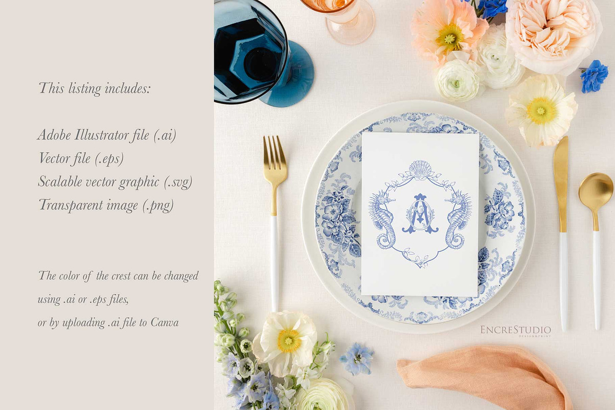 Wedding Crest with Seahorses, an Object Graphic by Encre Studio (Photo 3 of 5)