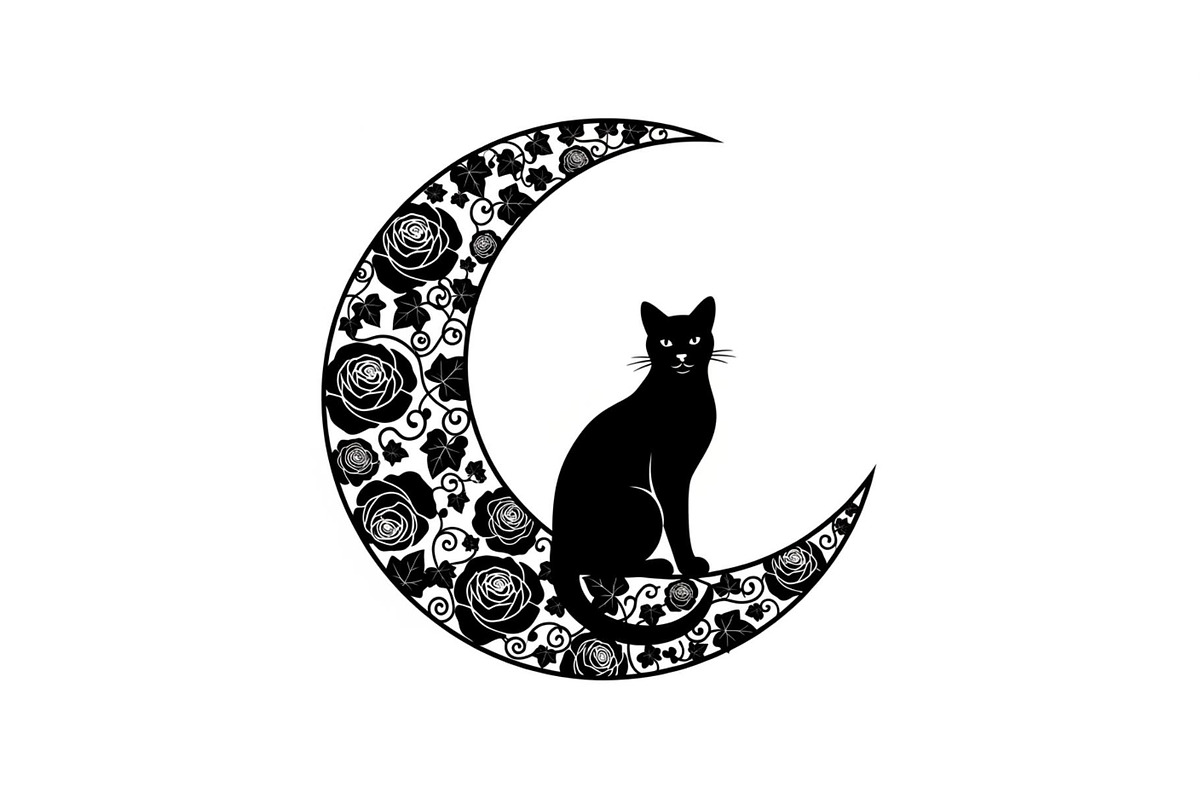 Cat on Crescent Moon Bundle, an Illustration by jahid234 (Photo 29 of 31)