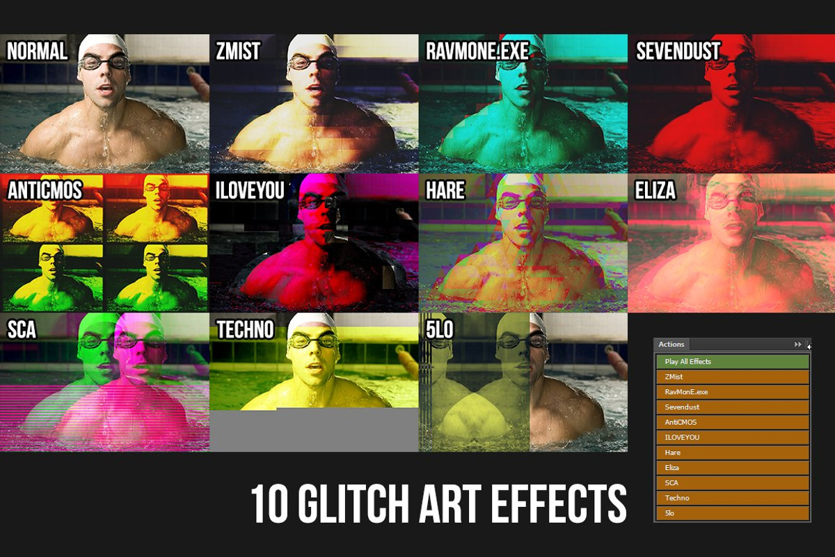 10 Glitch Art Photoshop Actions preview 7