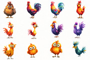 Watercolor Funny chicken Clipart, an Illustration by Designworld (Thumbnail 2 of 4)