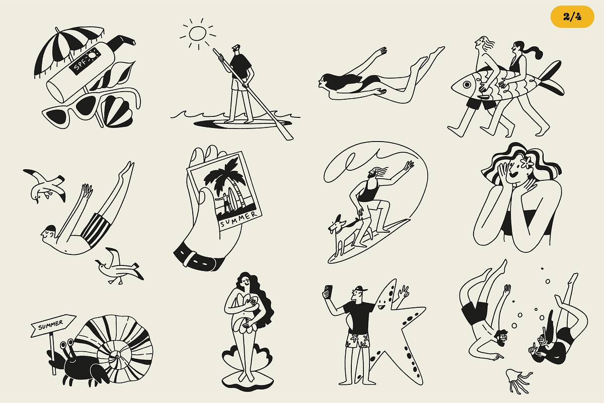 Warm Days: Summer Line Art, a Person Illustration by Olly Kava (Photo 3 of 10)