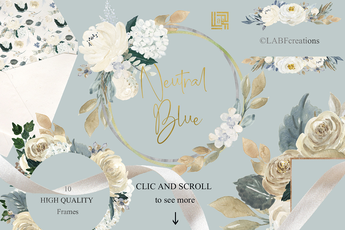 Neutral Beige Flowers Watercolor, a Texture Illustration by LABFcreations (Photo 8 of 15)