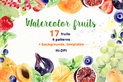Watercolor fruit set, a Food Illustration by Elegantia (Thumbnail 1 of 7)