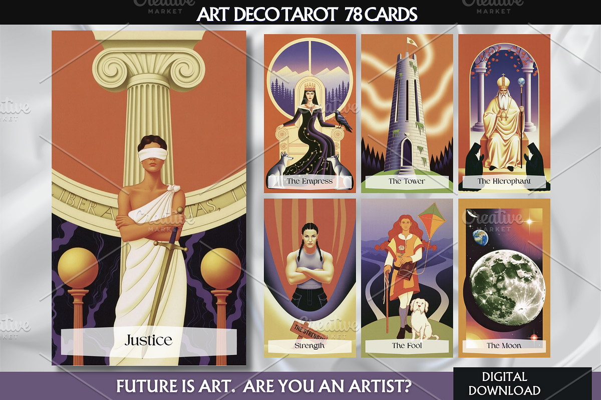 Art Deco Tarot Deck Full 78 Cards, a Decorative Illustration by Mugio (Photo 1 of 5)