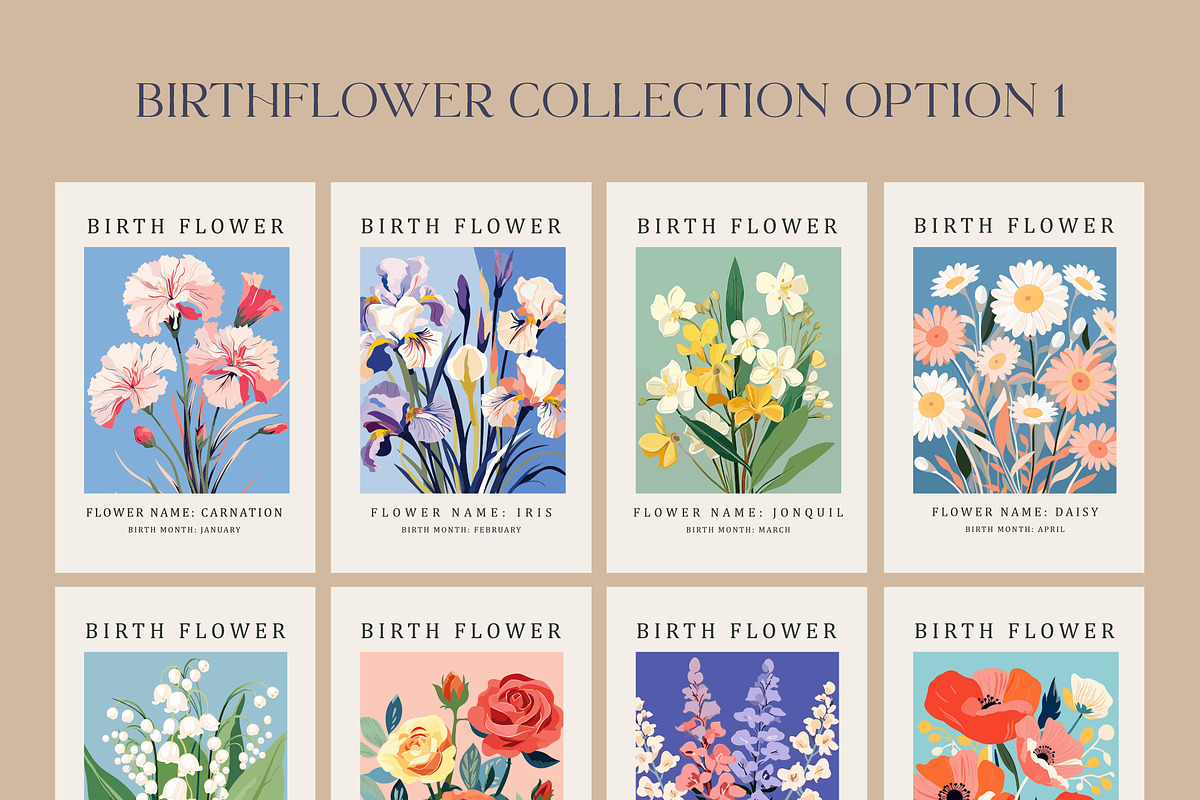 Birth Month Flower Market Wall Art, an Object Graphic by Olya Creative (Photo 4 of 12)