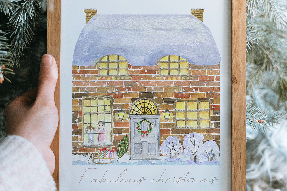 Christmas houses, an Illustration by Love Watercolor Store (Photo 12 of 12)