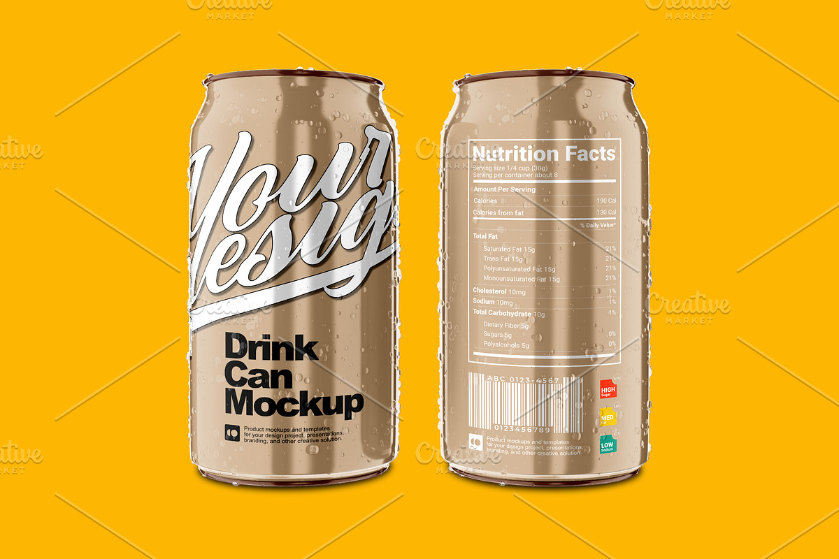Glossy Drink Can with Label Mockup, a Packaging Mockup by Aprndy85 (Photo 3 of 5)