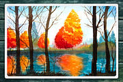 Autumn watercolor landscapes, an Illustration by AlexGreenArt (Thumbnail 8 of 11)