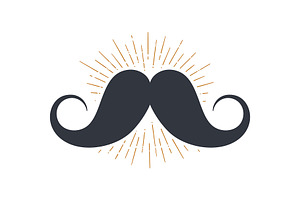 Black mustache. Handlebar mustache, an Object Illustration by Foxys Graphic