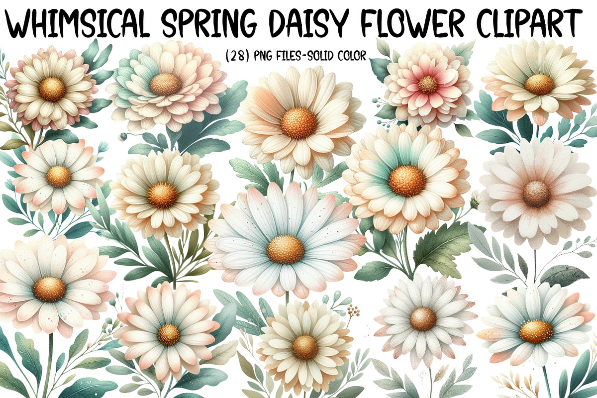 Whimsical Spring Daisy Flower Clipar, an Illustration by Designworld (Photo 1 of 4)
