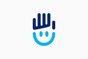 hand smile high five face logo, a Branding & Logo Template by VASTARD STUDIO