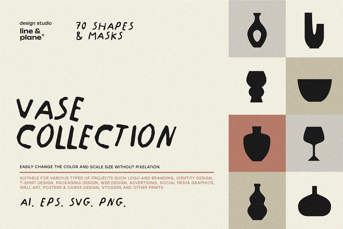 Vase Collection Shapes & Masks, an Object Graphic by line & plane (Photo 1 of 9)