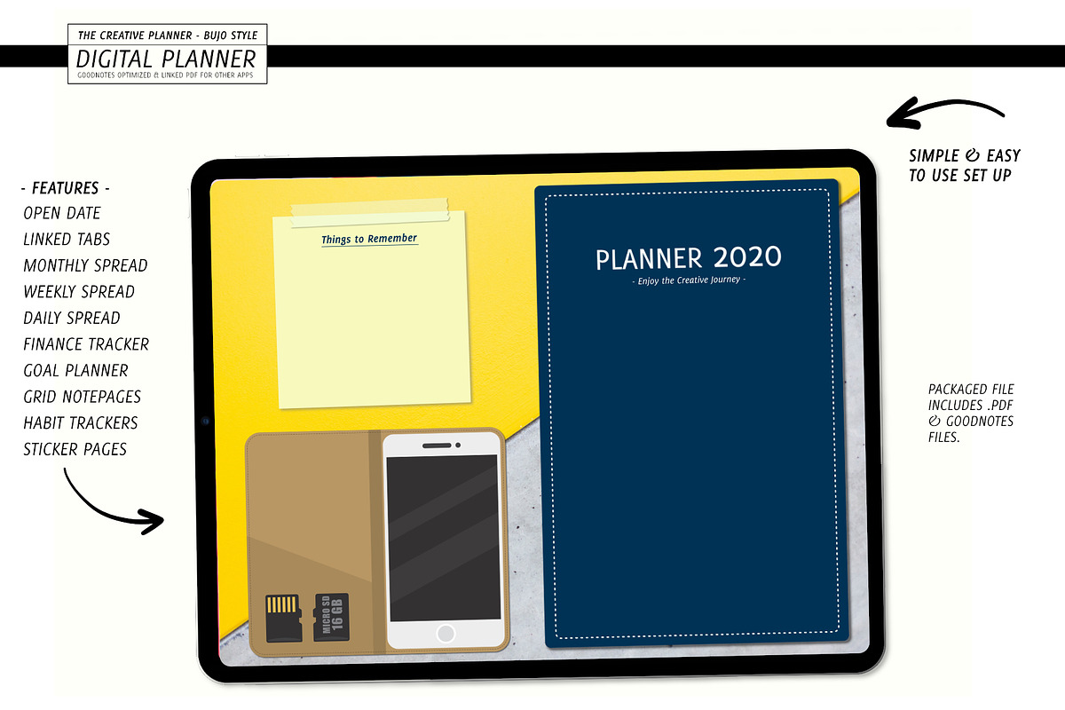 Navy Digital Planner for Goodnotes, a Stationery Template by Bella+Sophia Creative (Photo 1 of 6)