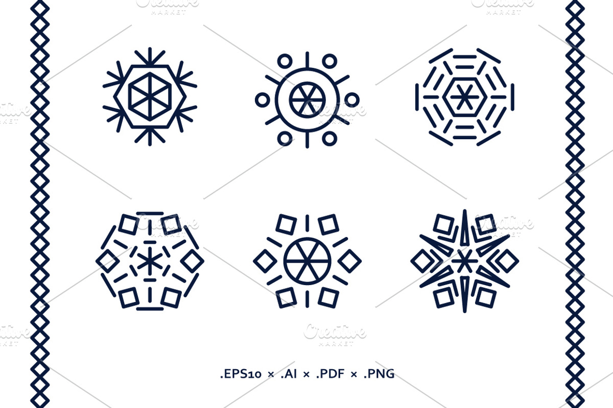 50 vector snowflakes for Christmas, an Outline Icon by Olyzel (Photo 3 of 3)