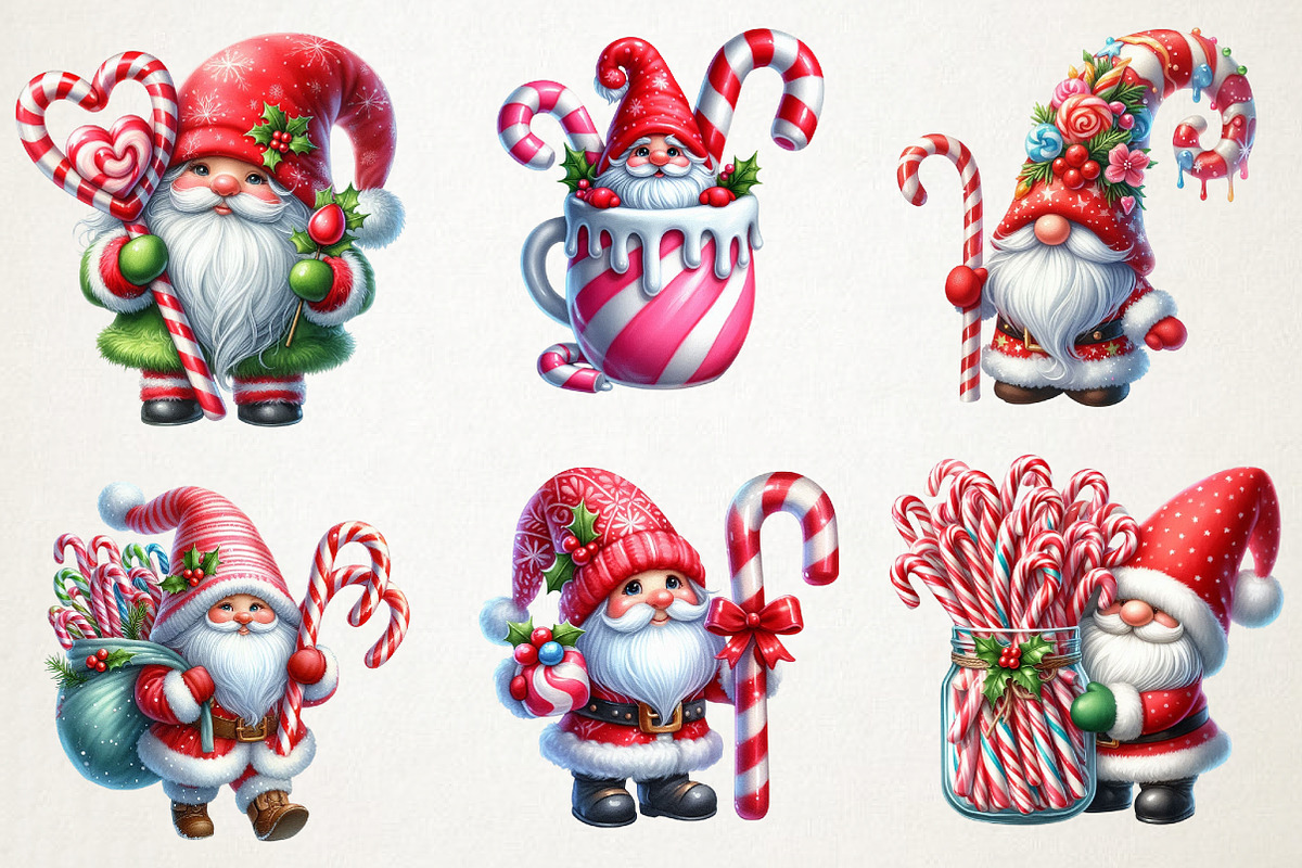 Christmas Candy Cane ICING Gnome PNg, an Illustration by RobertsArt (Photo 3 of 5)