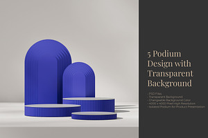5 Podium with Transparent Background