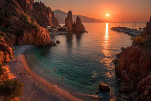 Stunning Sunrise over Secluded Beach, a Photo by Pixeness Studio