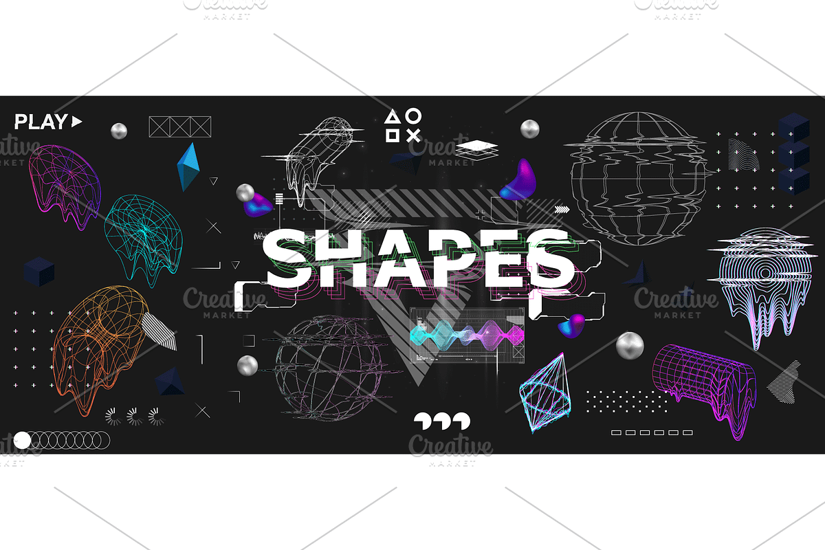 Glitch trendy shapes collection, an Illustration by SergeyBitos (Photo 5 of 6)