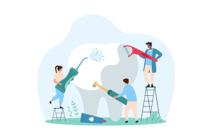 Professional teeth hygiene clinic, a Person Illustration by Flashvector