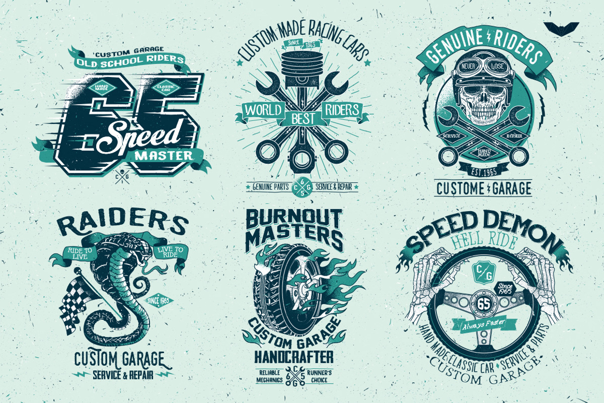 6 Vintage Hot Rod Badges, a Branding & Logo Template by PaperBat (Photo 2 of 5)