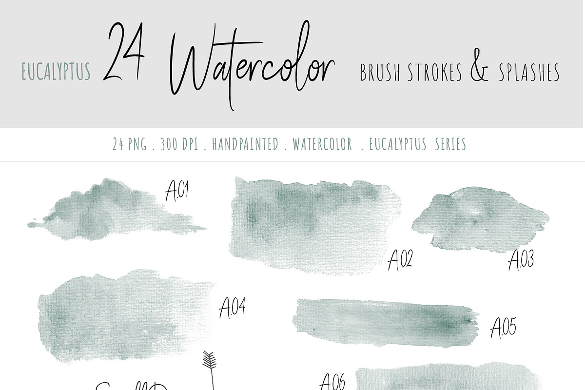 Watercolor Brush Texture｜Eucalyptus, a Texture Graphic by Sahar Heumesser (Photo 5 of 5)