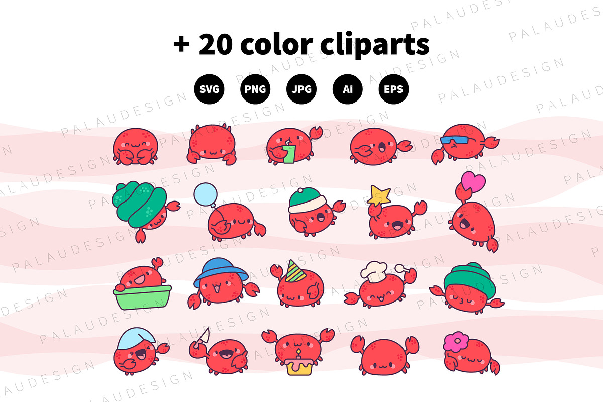 Cute Kawaii Crab Ocean Character, an Animal Illustration by Palau (Photo 10 of 12)