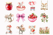 Watercolor Strawberry Mouse Clipart, an Illustration by Design Market (Thumbnail 3 of 5)