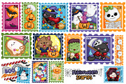 Cute Halloween Stamp Clipart, a Seasonal Illustration by Inkley Studio (Thumbnail 1 of 3)