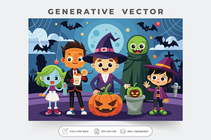 Cartoon characters enjoy Halloween f, a Graphic by Iftikhar Alam