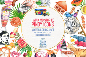 99 PHILIPPINE ICONS! Watercolor PNG