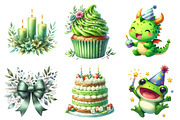Kids Lime Green Birthday Clipart, a Graphic by CitraGraphics (Thumbnail 2 of 4)