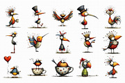 Quirky Funny Birds Clipart, an Illustration by Libby Wishes (Thumbnail 4 of 7)