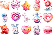 Kawaii Valentine's CLIPART, an Illustration by designcity5 (Thumbnail 3 of 6)