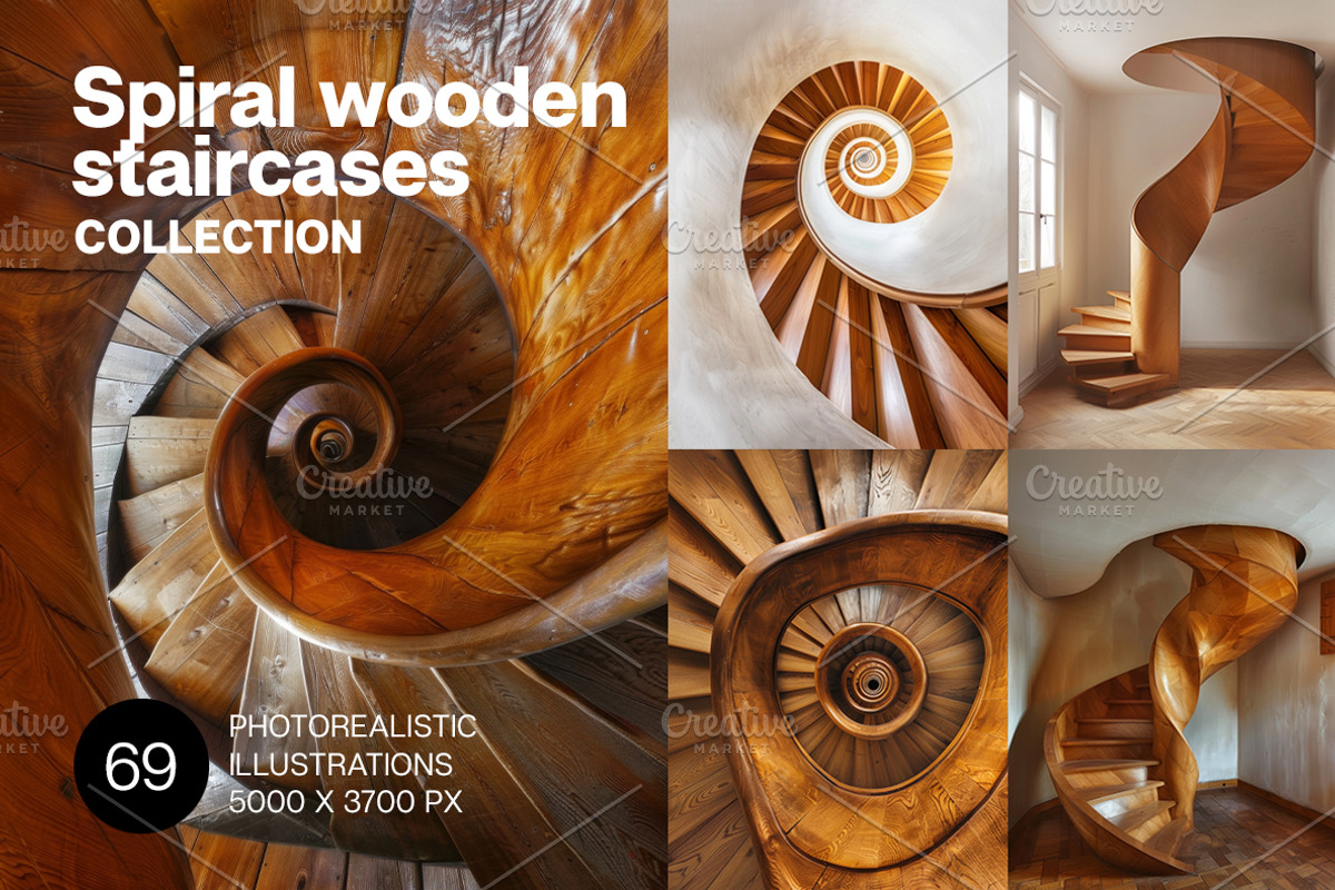 69 Spiral wooden staircases, an Architecture Photo by Handmadefont (Photo 1 of 73)