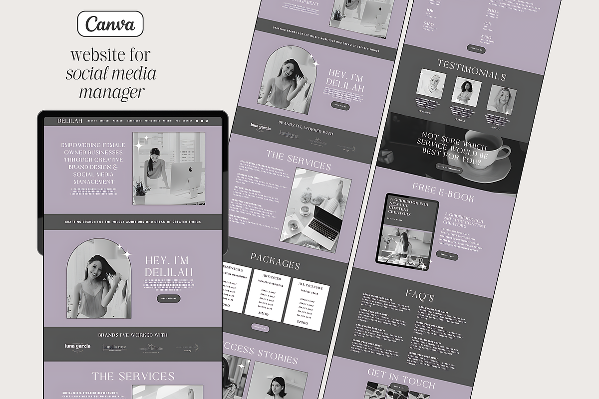 Canva Website - Social Media Manager, a Landing Page Template by thebrandcove (Photo 1 of 6)