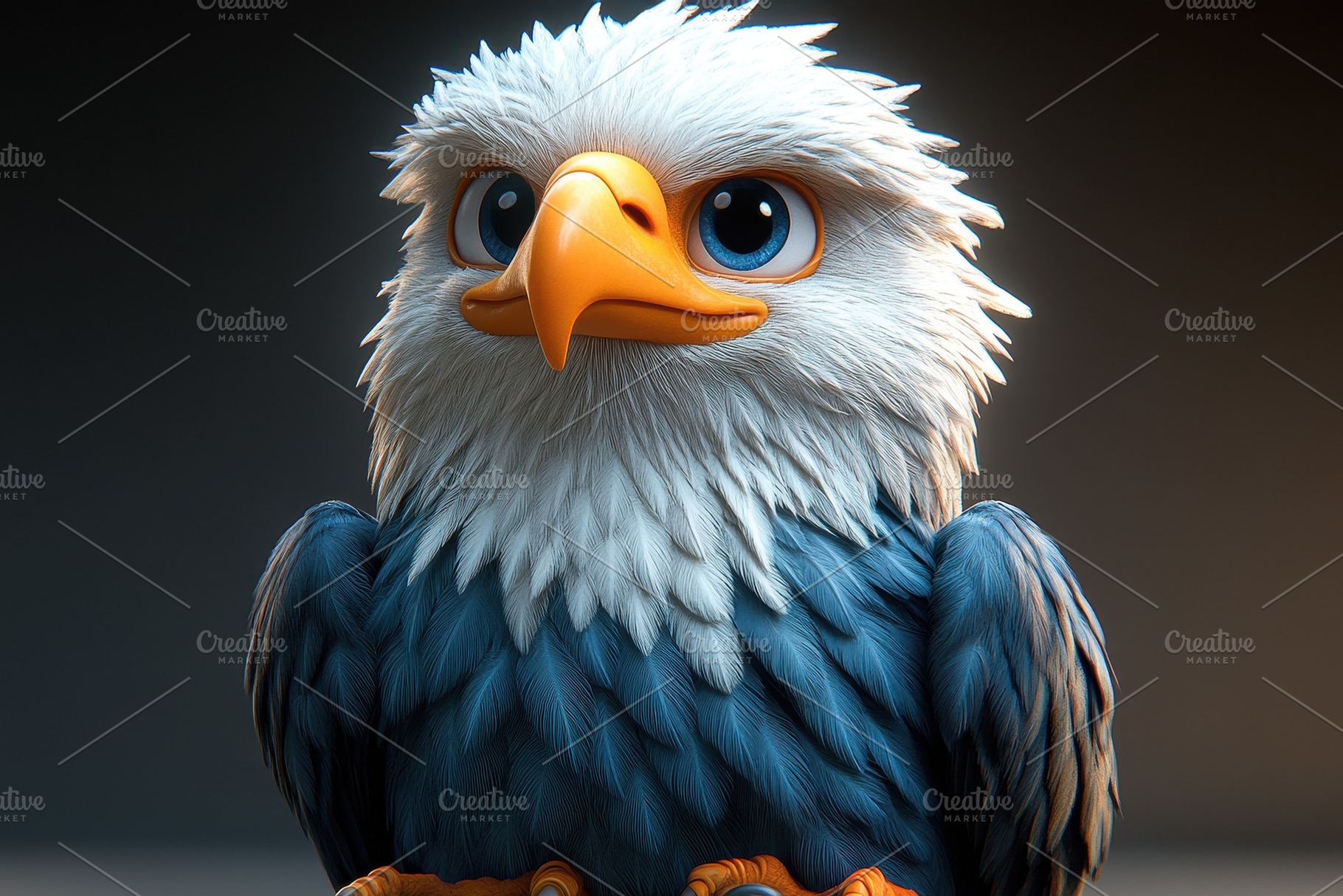 Detailed and expressive cartoon eagl, a Photo by Tanuart