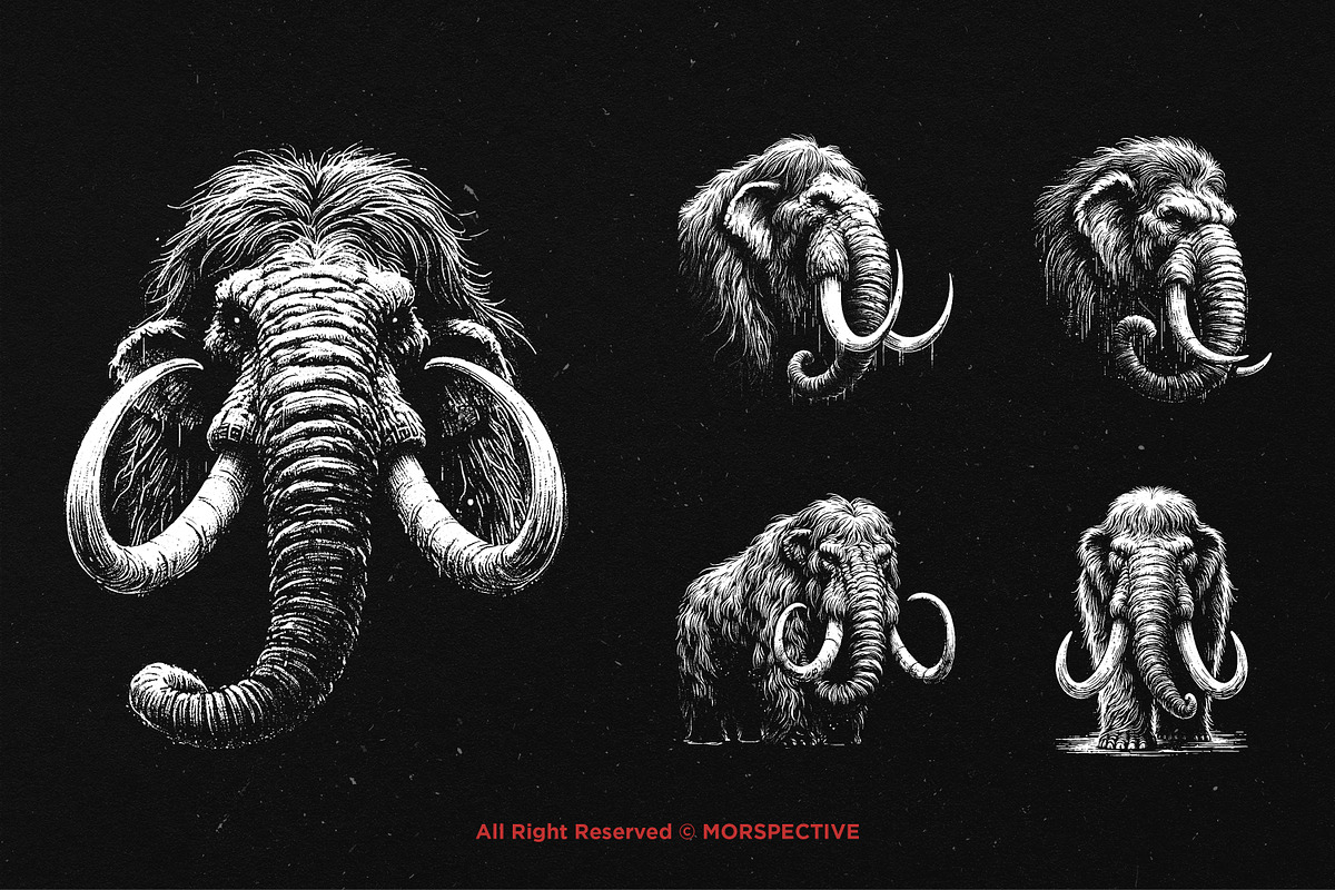 10 Bundle Dark Art Mammoth Ancient, an Illustration by Morspective (Photo 3 of 7)