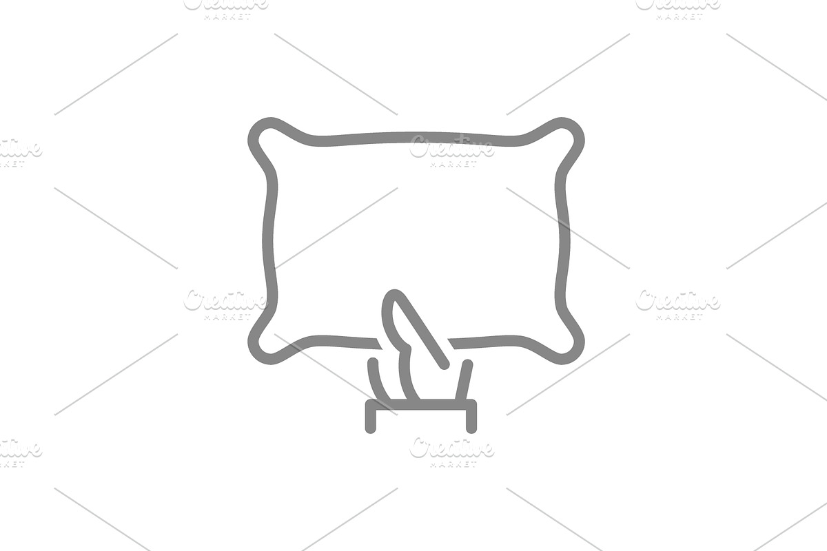 Hand holds pillow line icon, an Object Illustration by GraphiShop